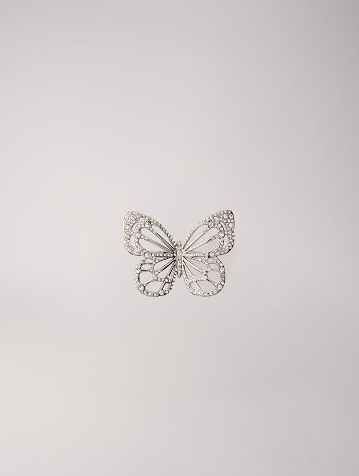 Bague Papillon Strass - Argent - Maje