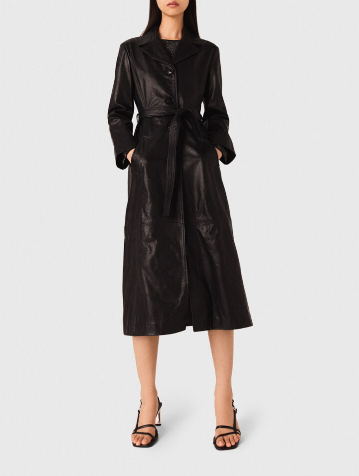 Trench long en cuir
