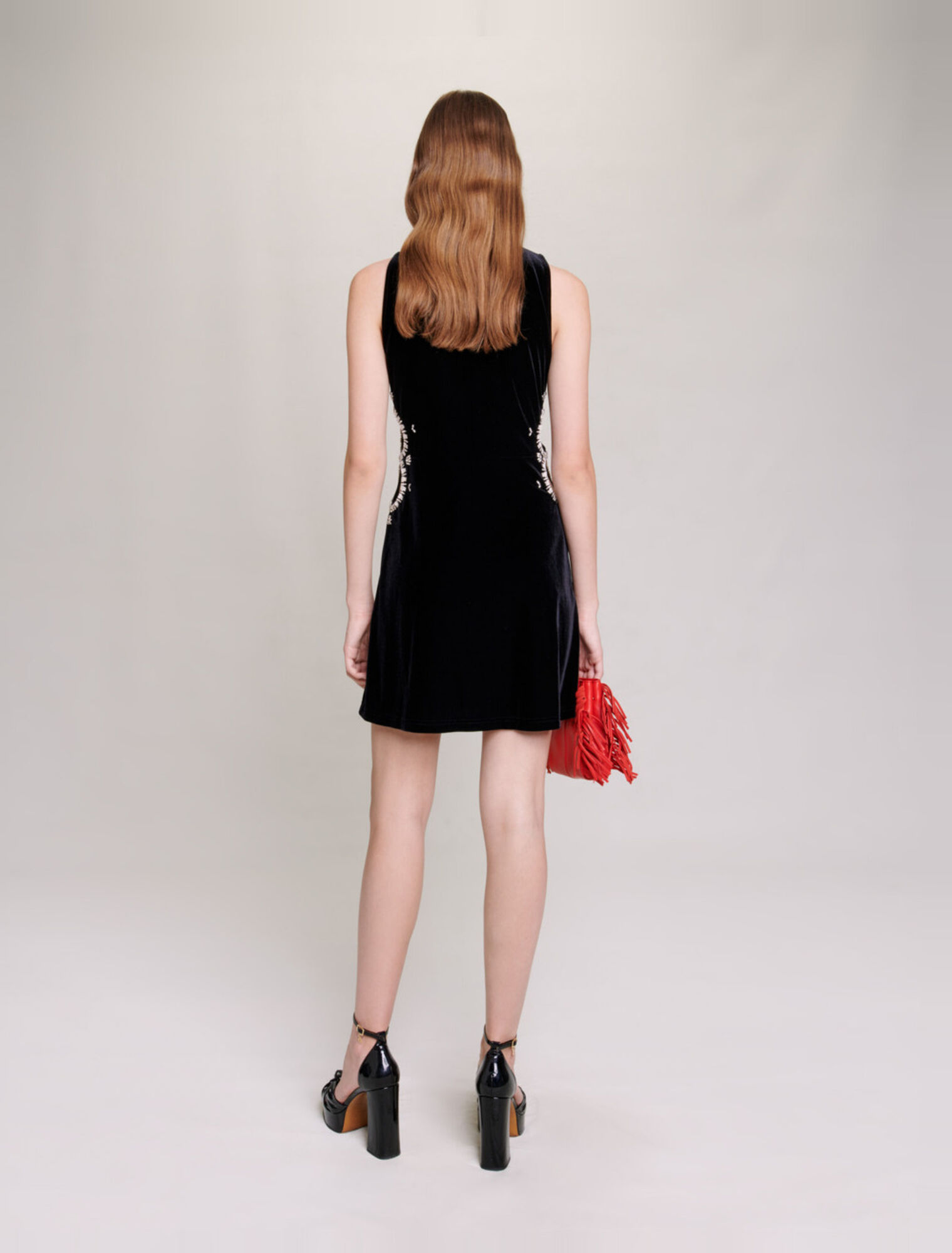Robe courte en velours à strass