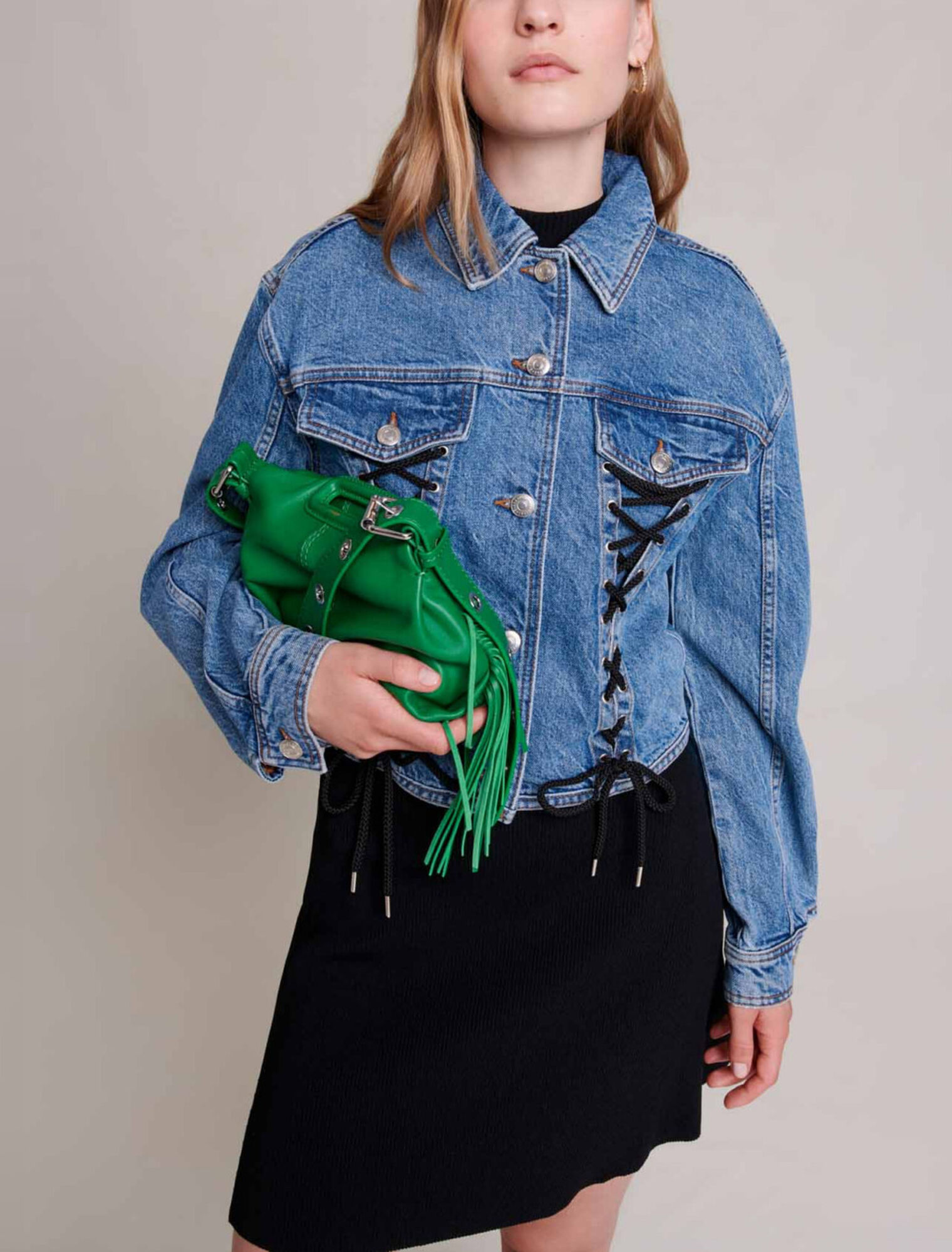 Blouson en jean à laçage