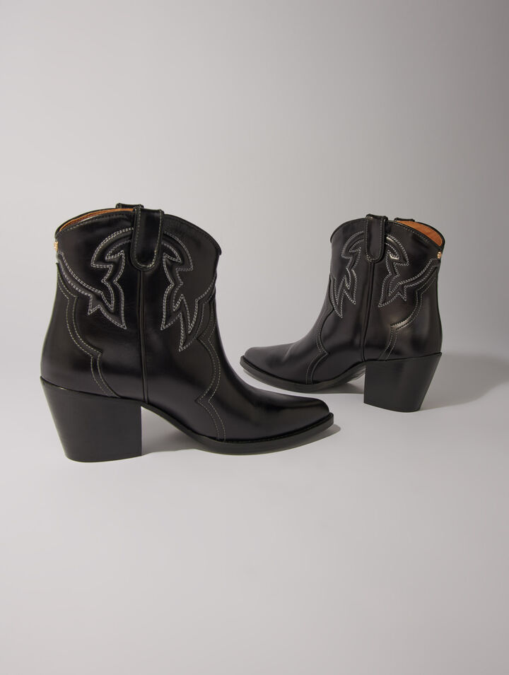 Bottines santiags en cuir