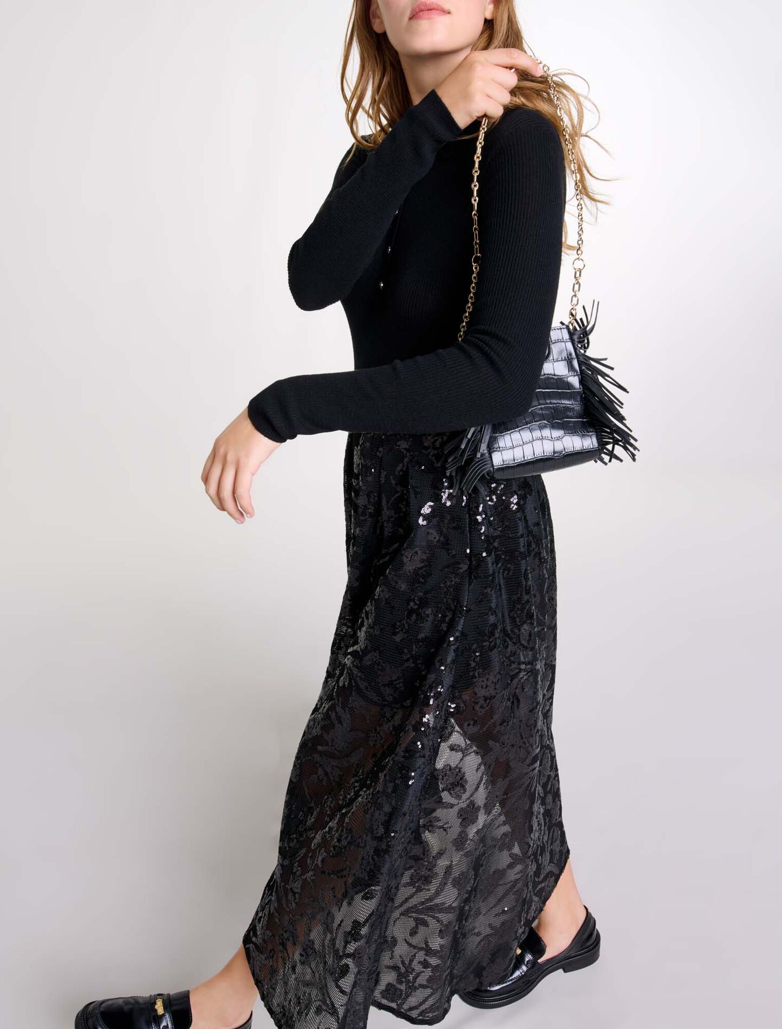 Jupe longue à sequins