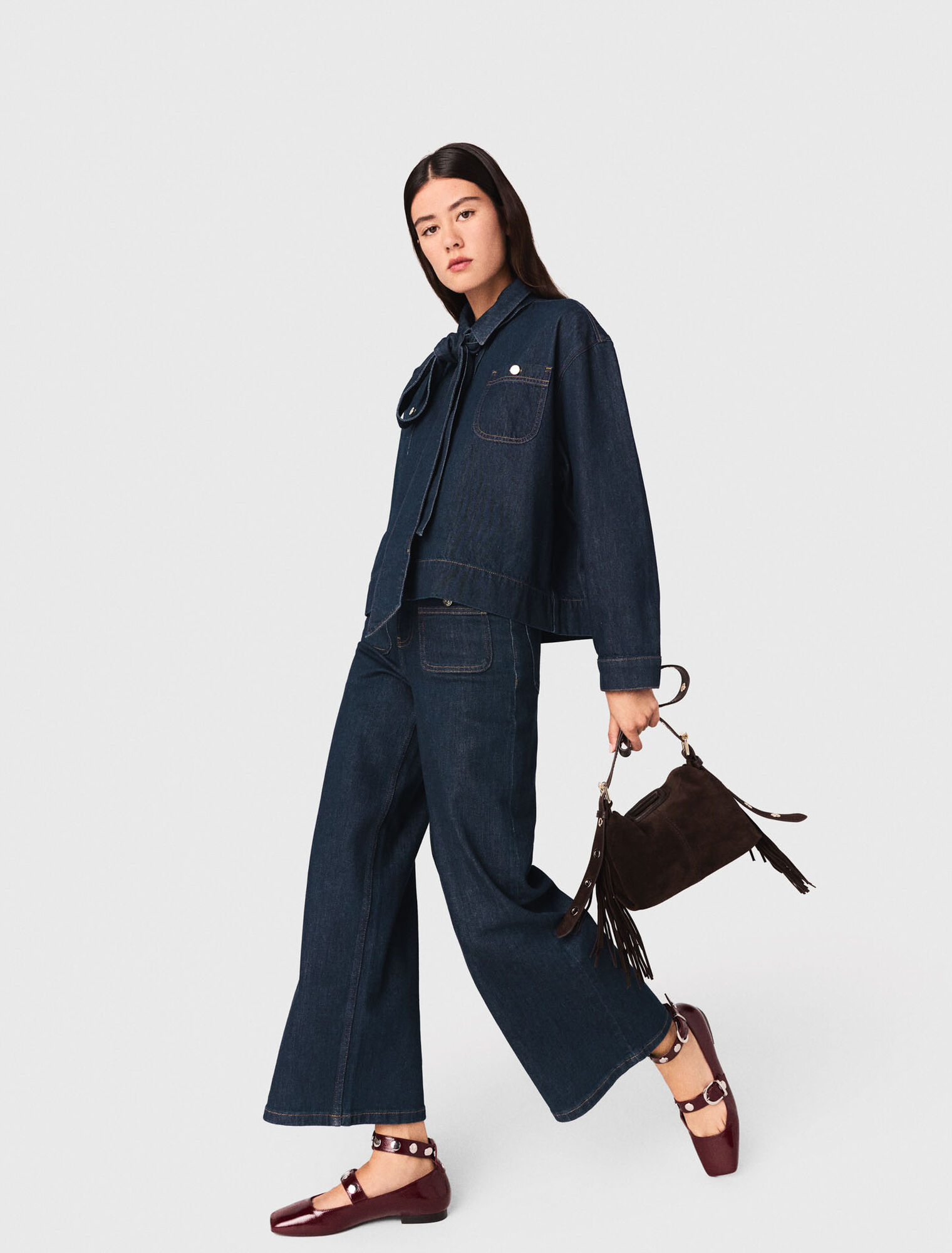 Chemise en denim avec Lavallière