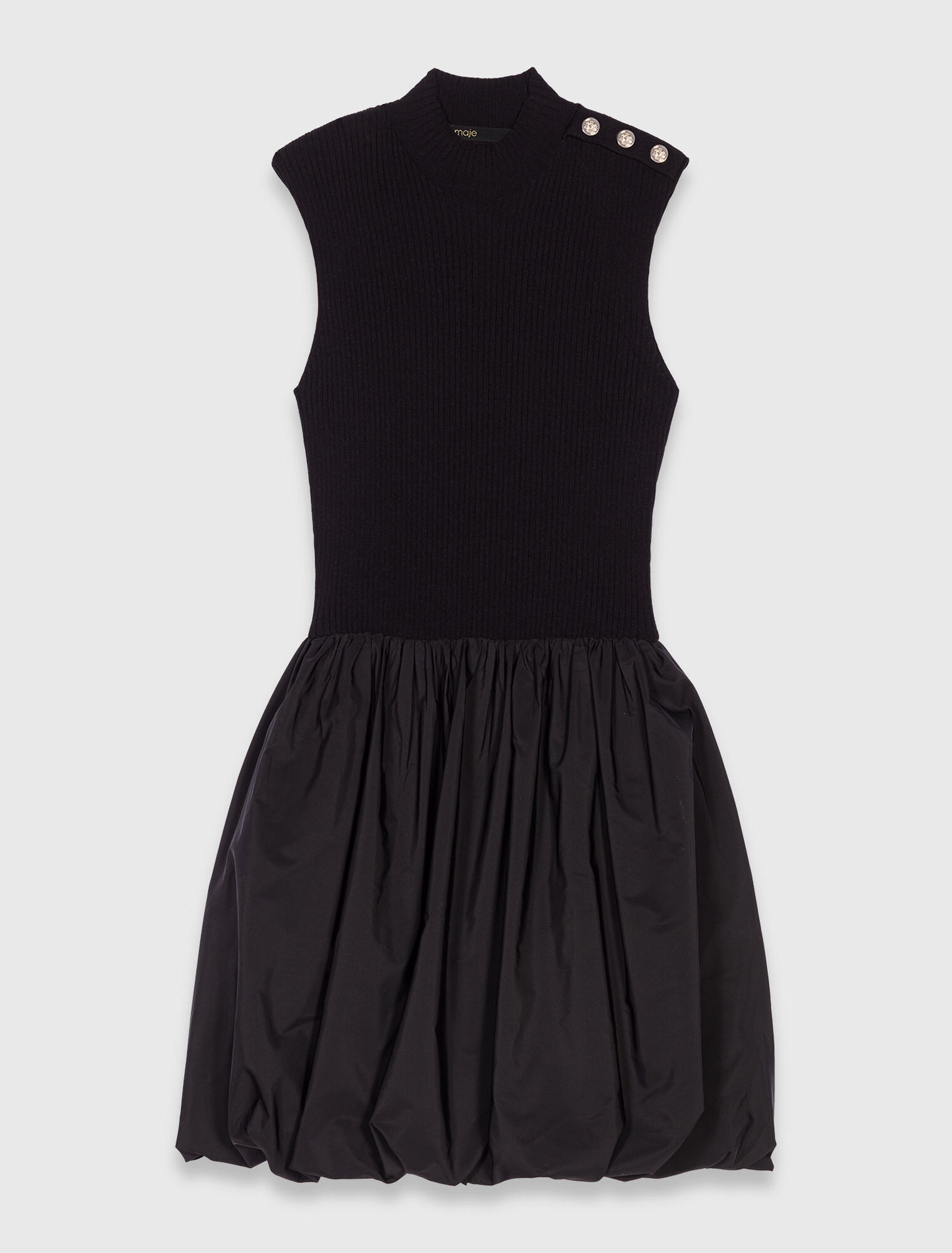 Robe courte en maille et taffetas