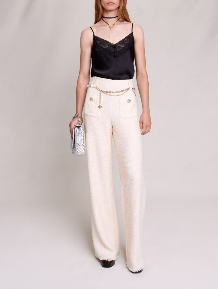 Pantalon large en tweed