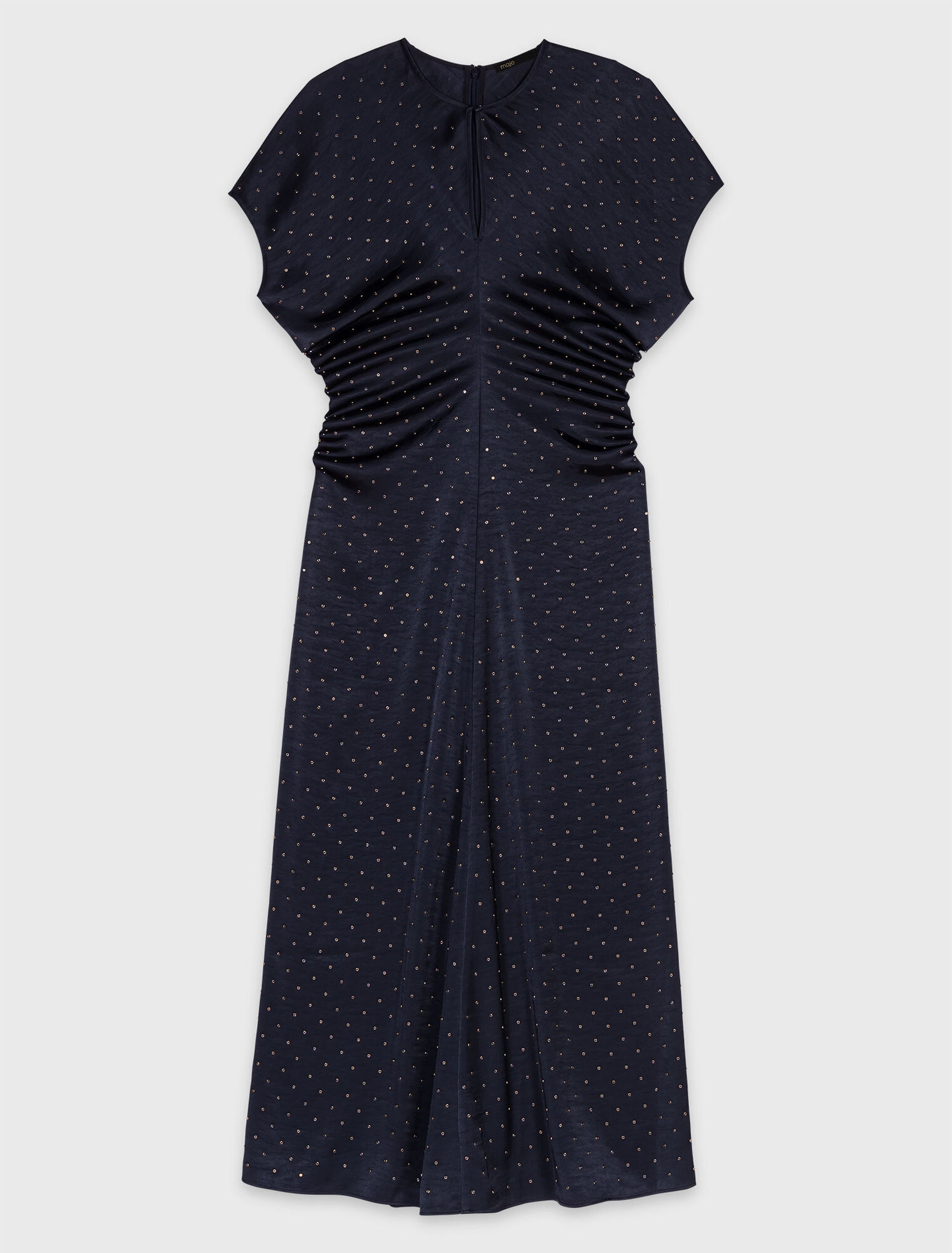 Robe maxi en satin, taille plissée