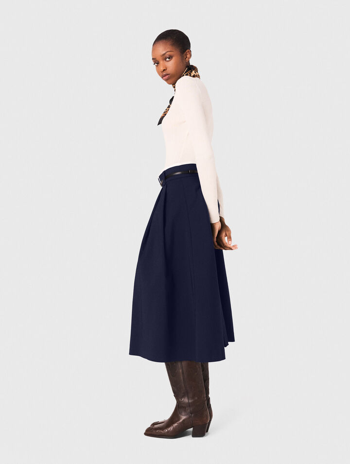 Jupe longue en coton avec ceinture 