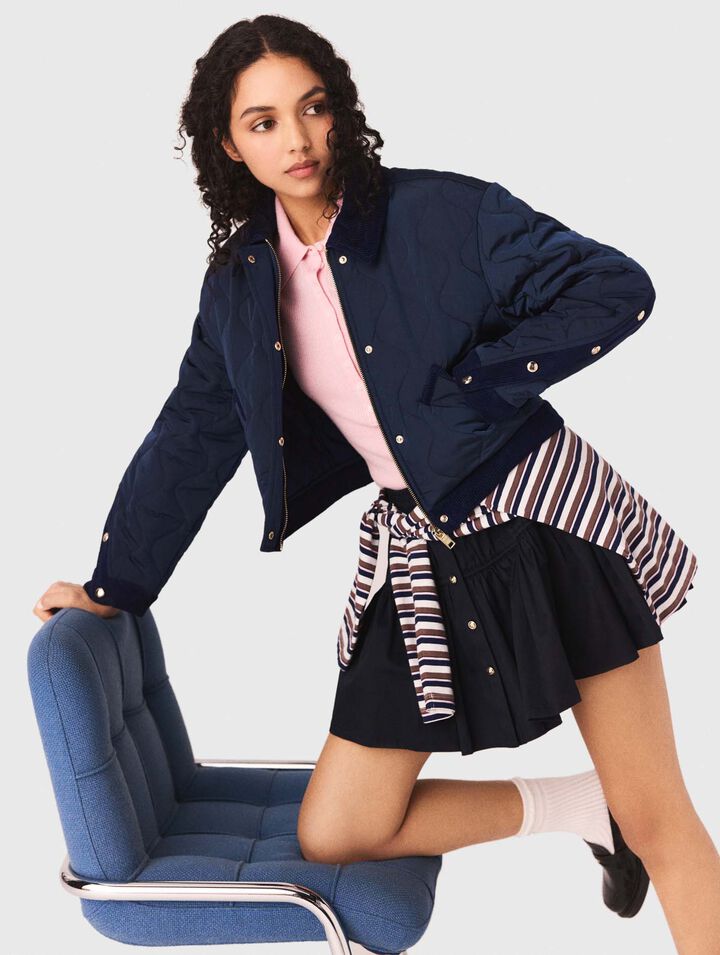 Blouson matelass&eacute; &agrave; d&eacute;tails velours