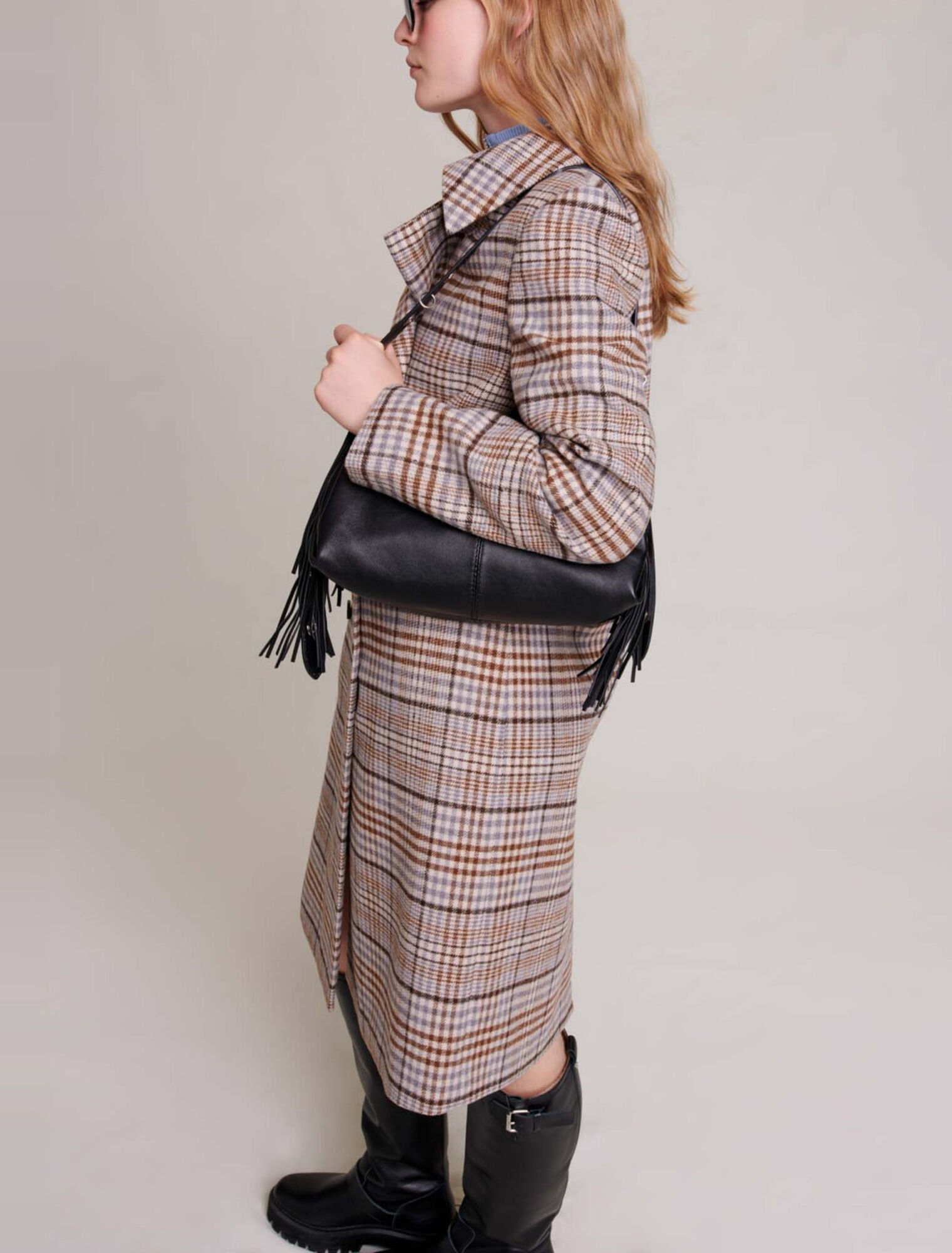 Manteau long à carreaux
