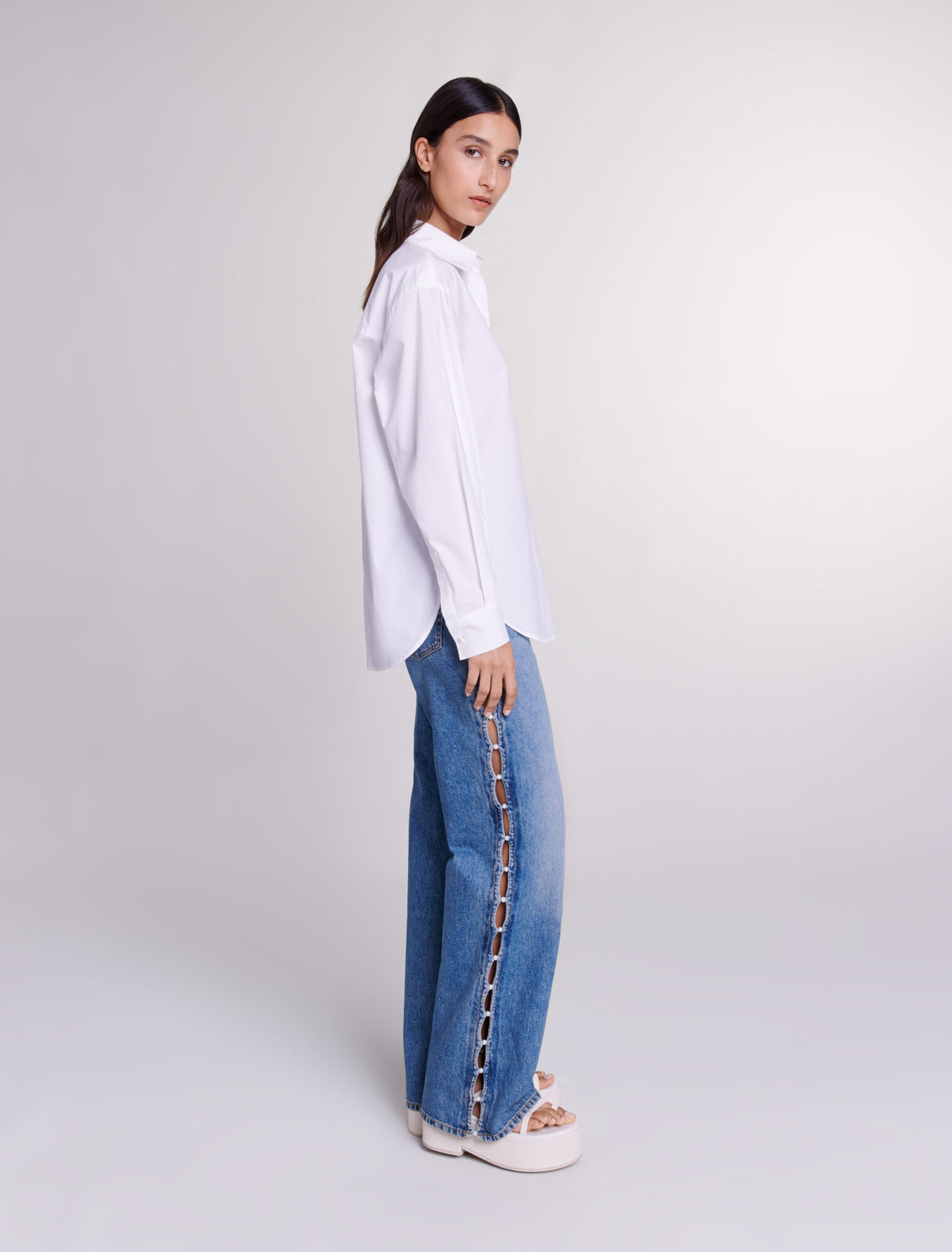Chemise en popeline de coton blanche