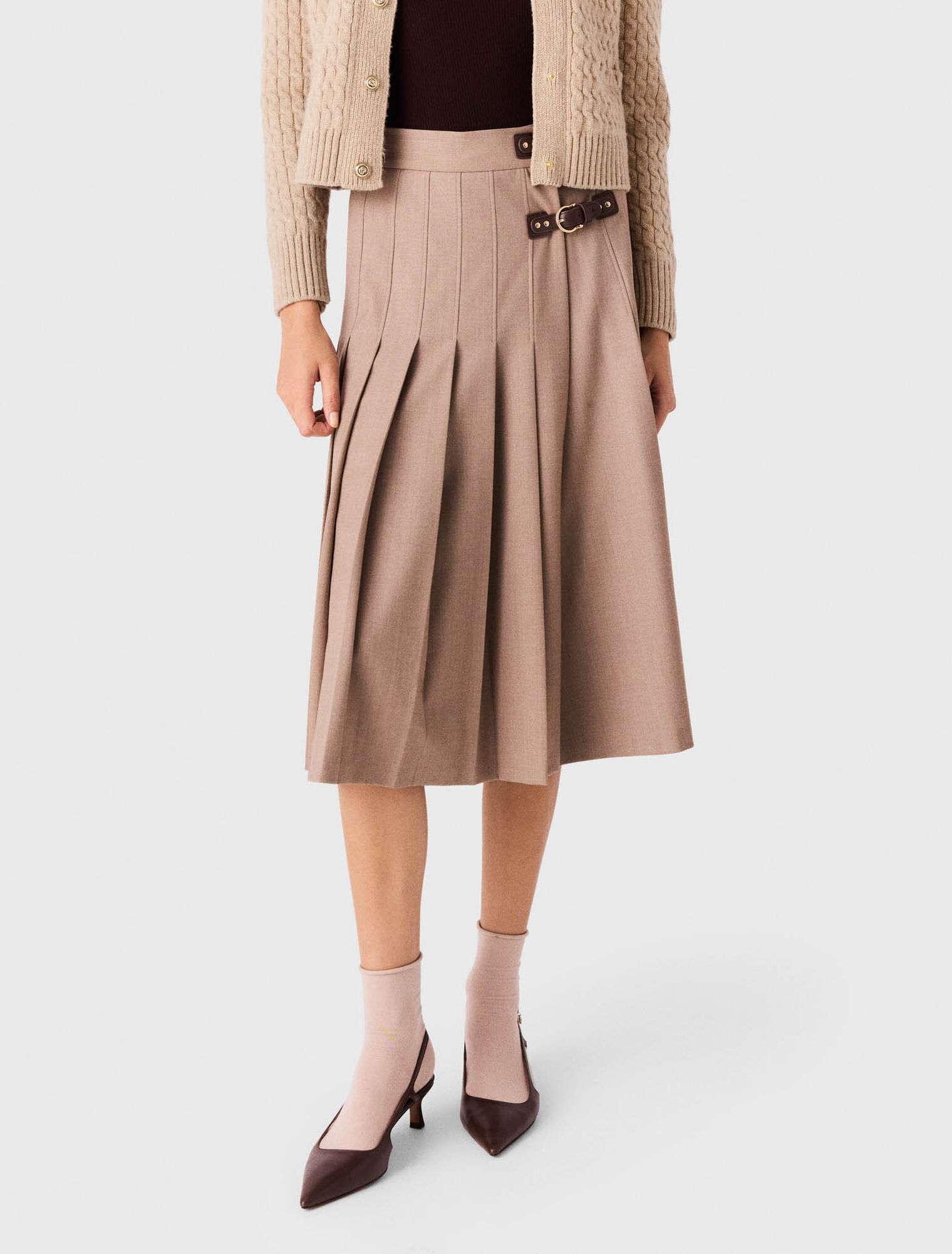 Jupe midi pliss&eacute;e &agrave; boucles