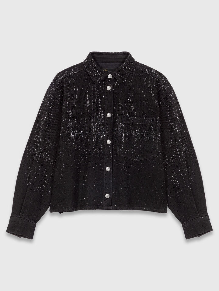 Chemise en denim strassée