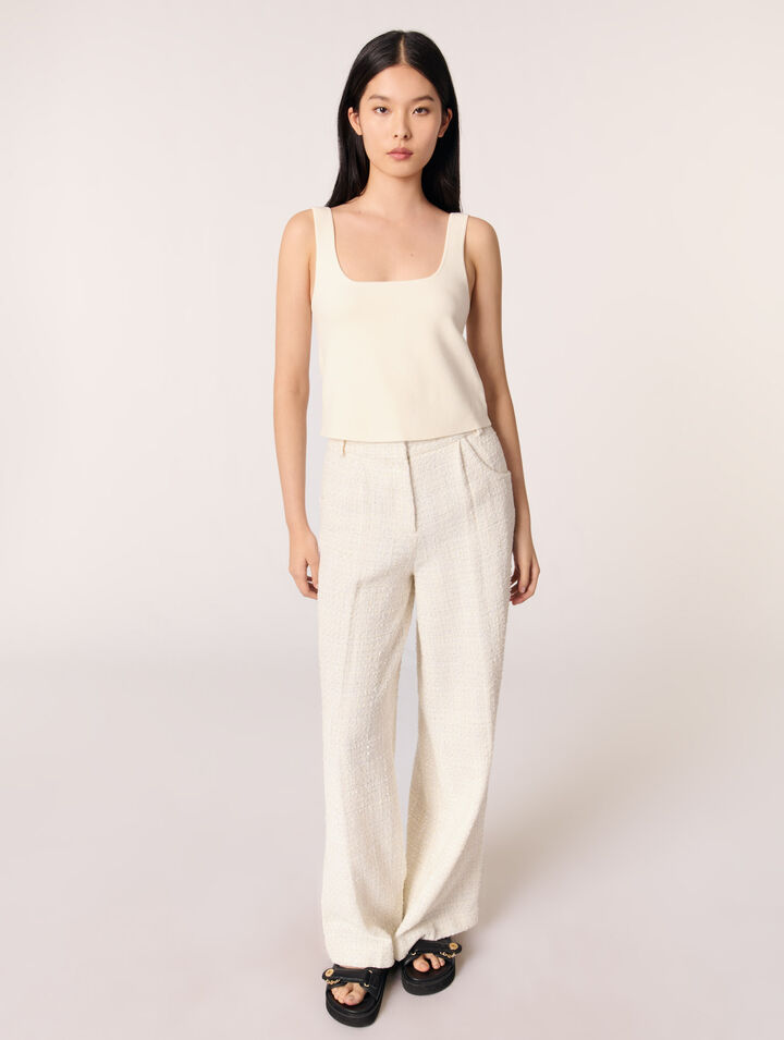 Pantalon large en tweed