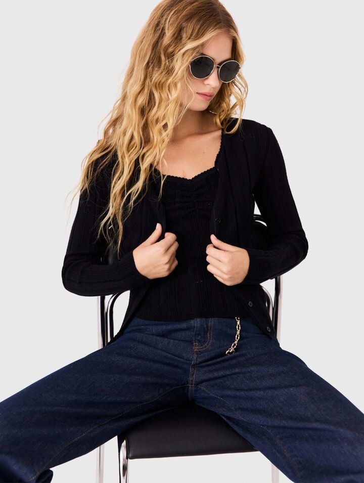 Twinset en maille pointelle