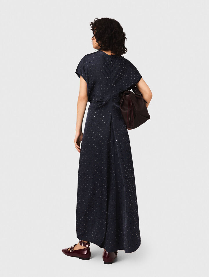 Robe maxi en satin et clous