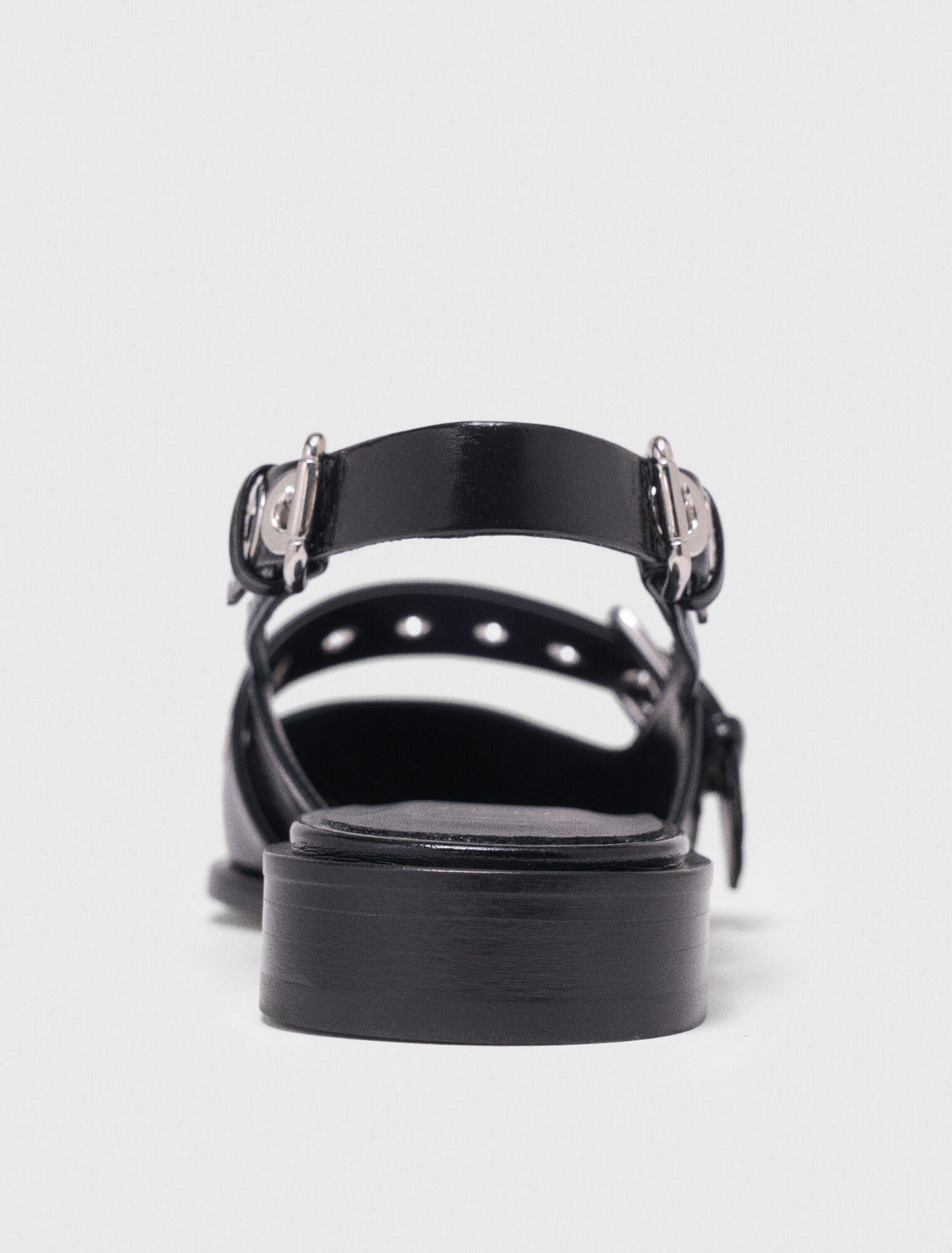 Slingback plate en cuir à bride