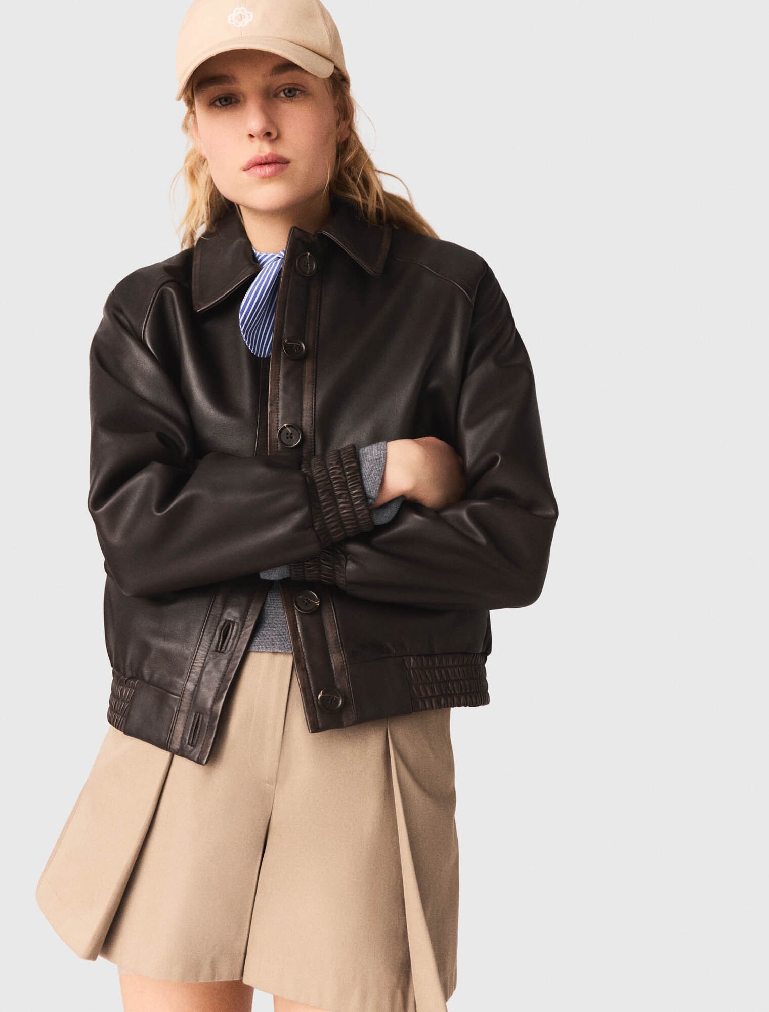 Blouson court en cuir