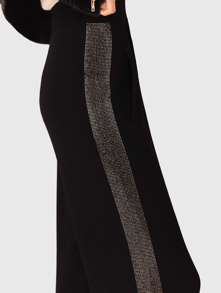 Pantalon avec bande strassée