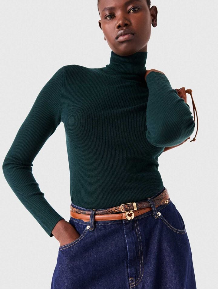 Ceinture fine en cuir emboss&eacute;