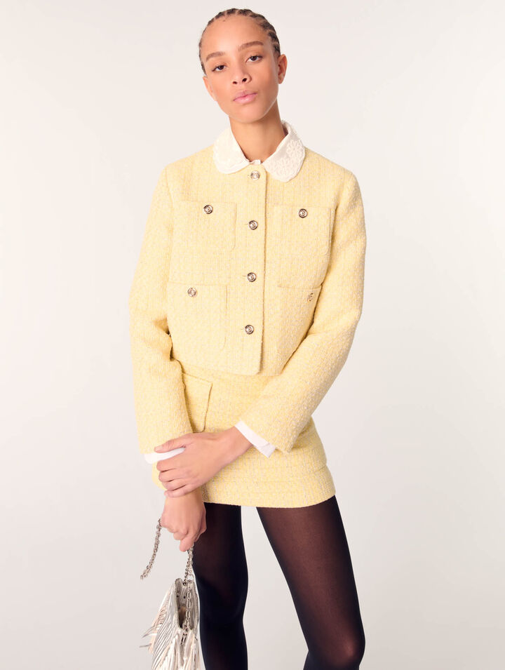 Veste courte en tweed et lurex