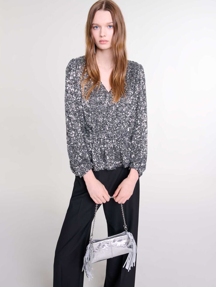 Top smocké à sequins