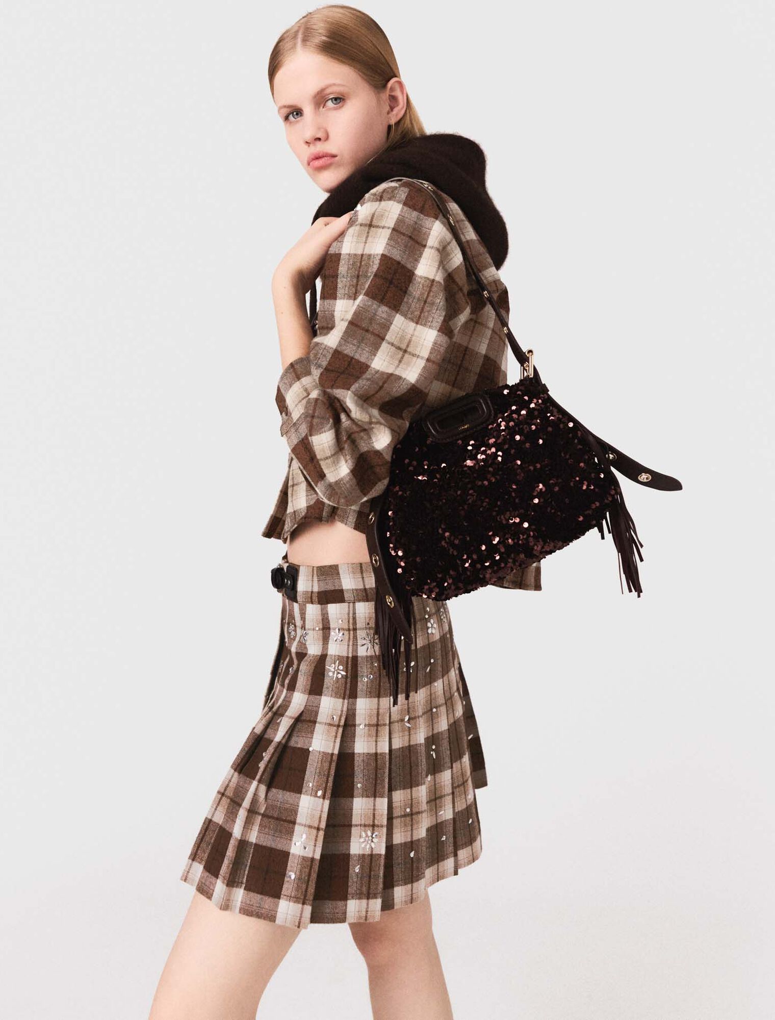 Chemise à carreaux strassée
