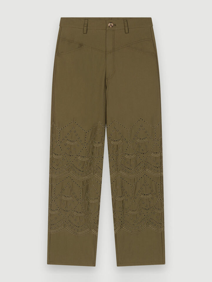 Pantalon en coton brodé