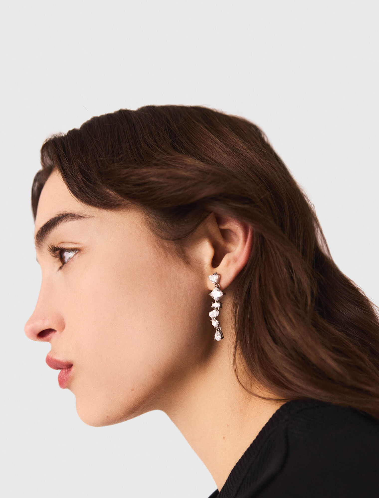 Boucles d'oreilles coeur strassé