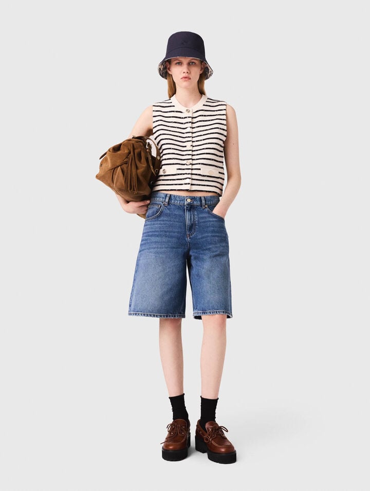 Top &agrave; rayures en laine m&eacute;lang&eacute;