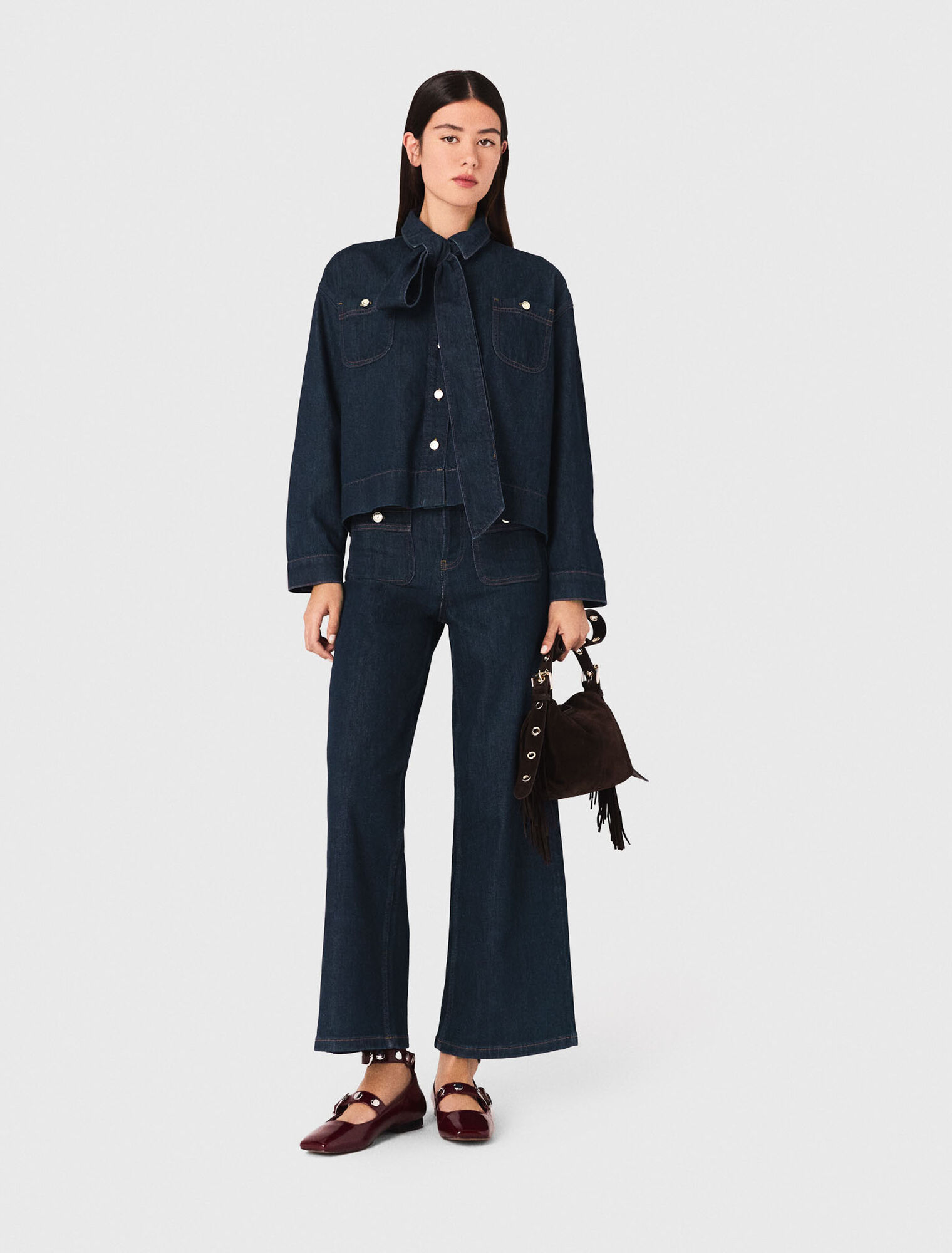 Chemise en denim avec Lavallière