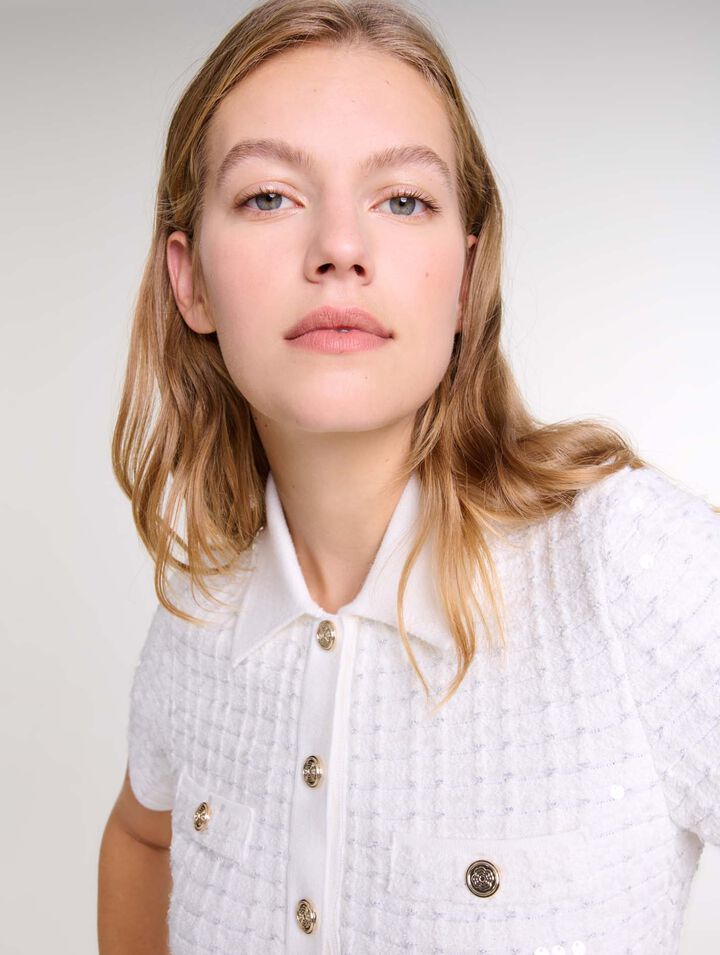 Robe courte en maille à sequins