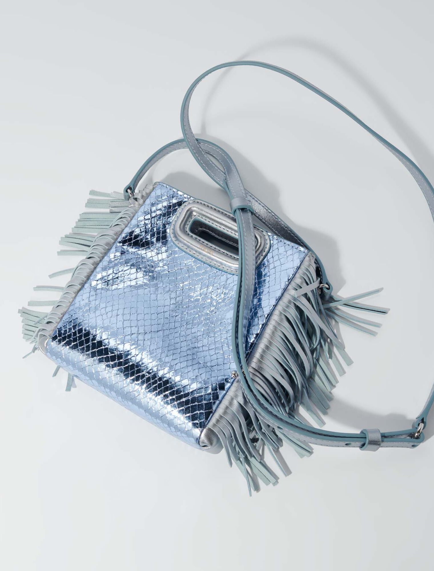 Sac M mini effet python métallisé