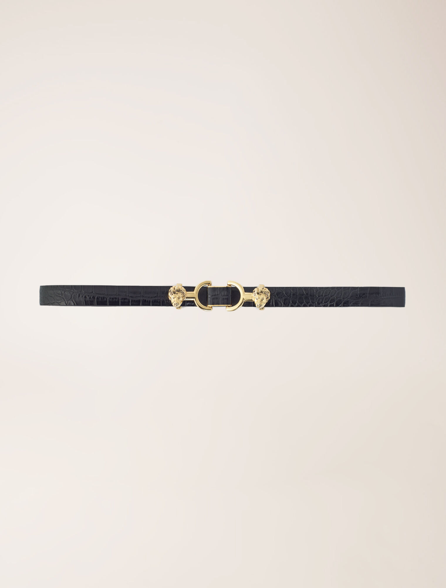 Ceinture fine en cuir à mors lion