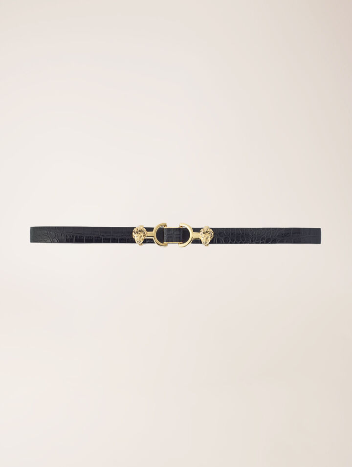 Ceinture fine en cuir à mors lion