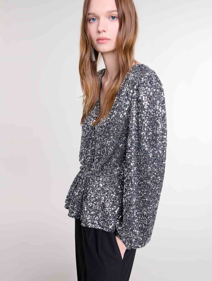 Top smocké à sequins