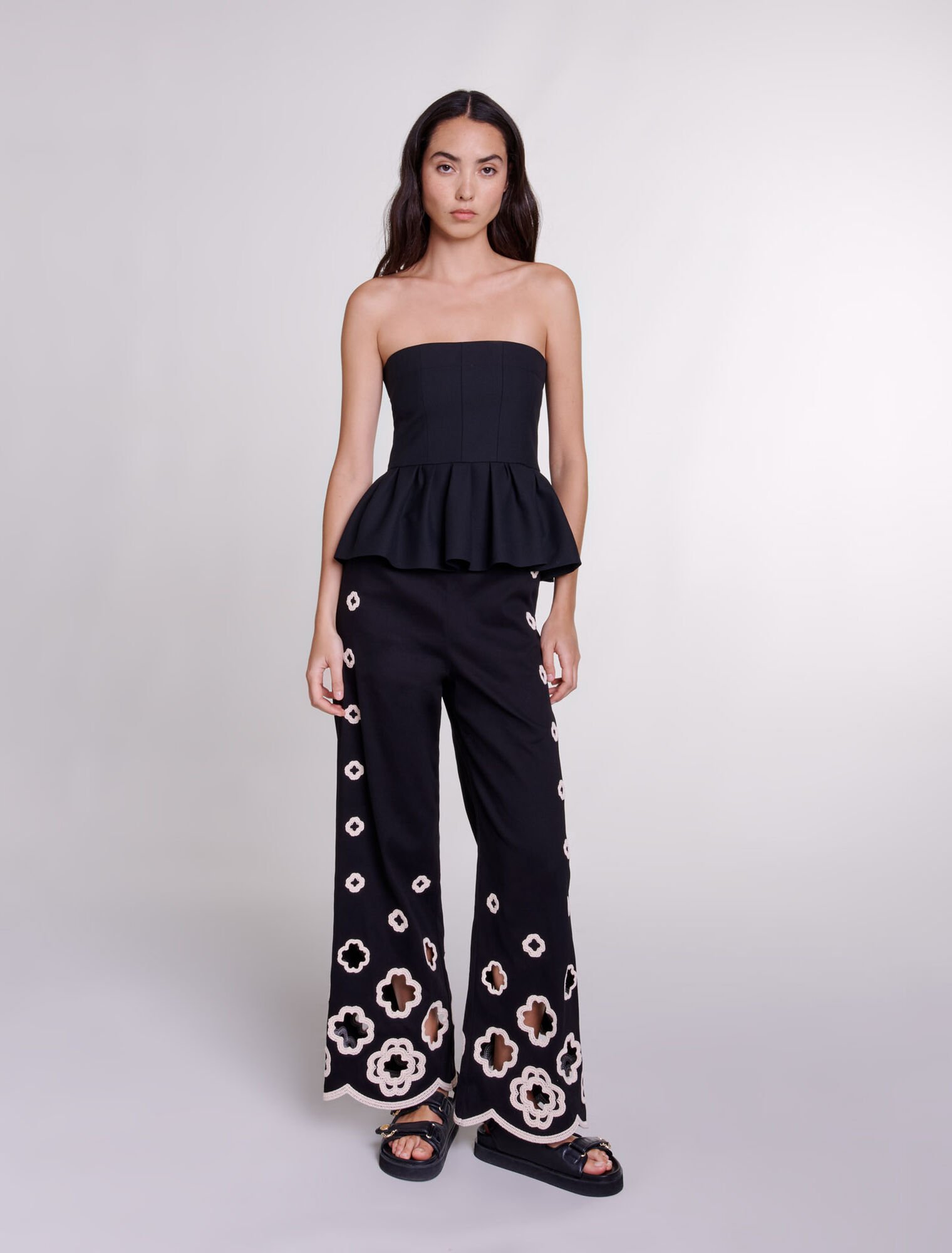 Pantalon large à crochet