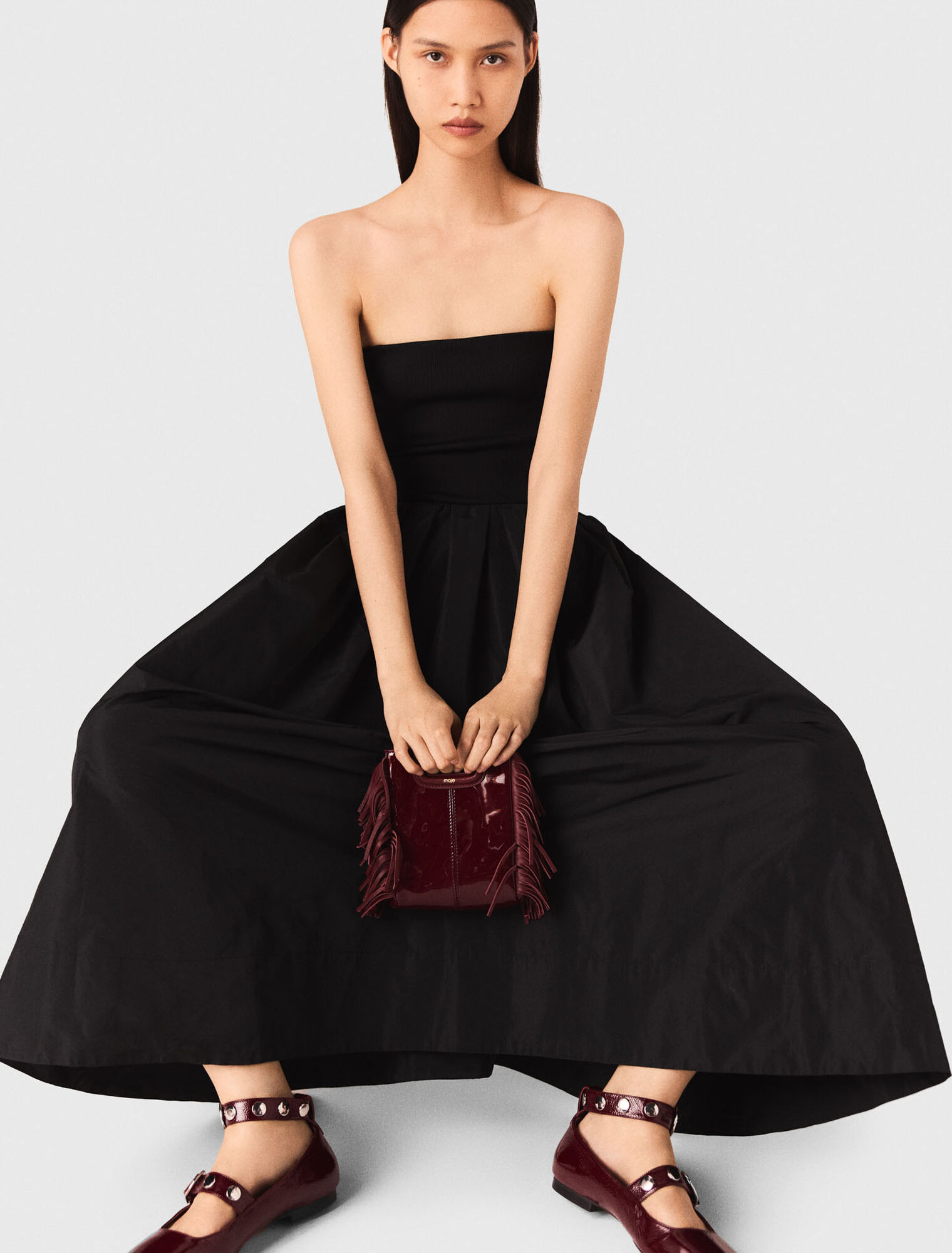 Robe bustier en maille et taffetas