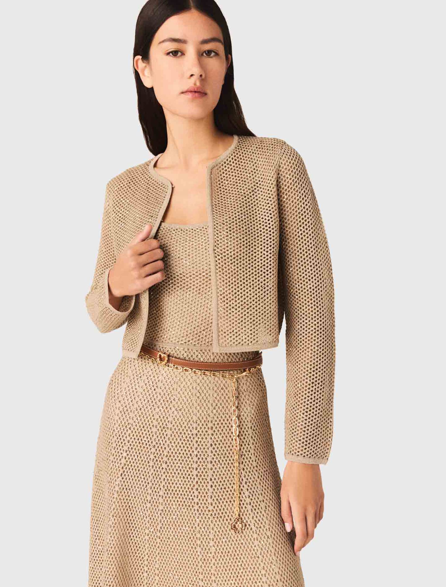 Cardigan en maille strass&eacute;e