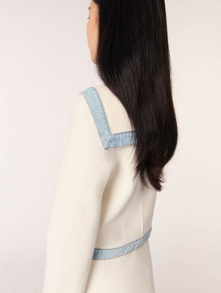 Cardigan col marin à détails denim