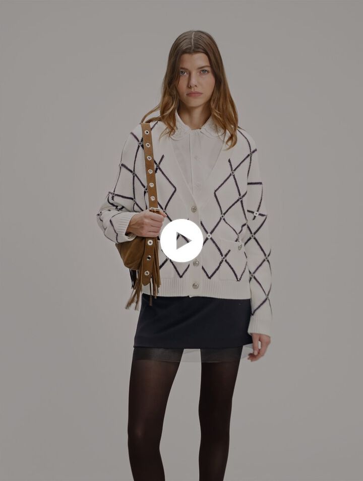 Cardigan en maille à motif losange