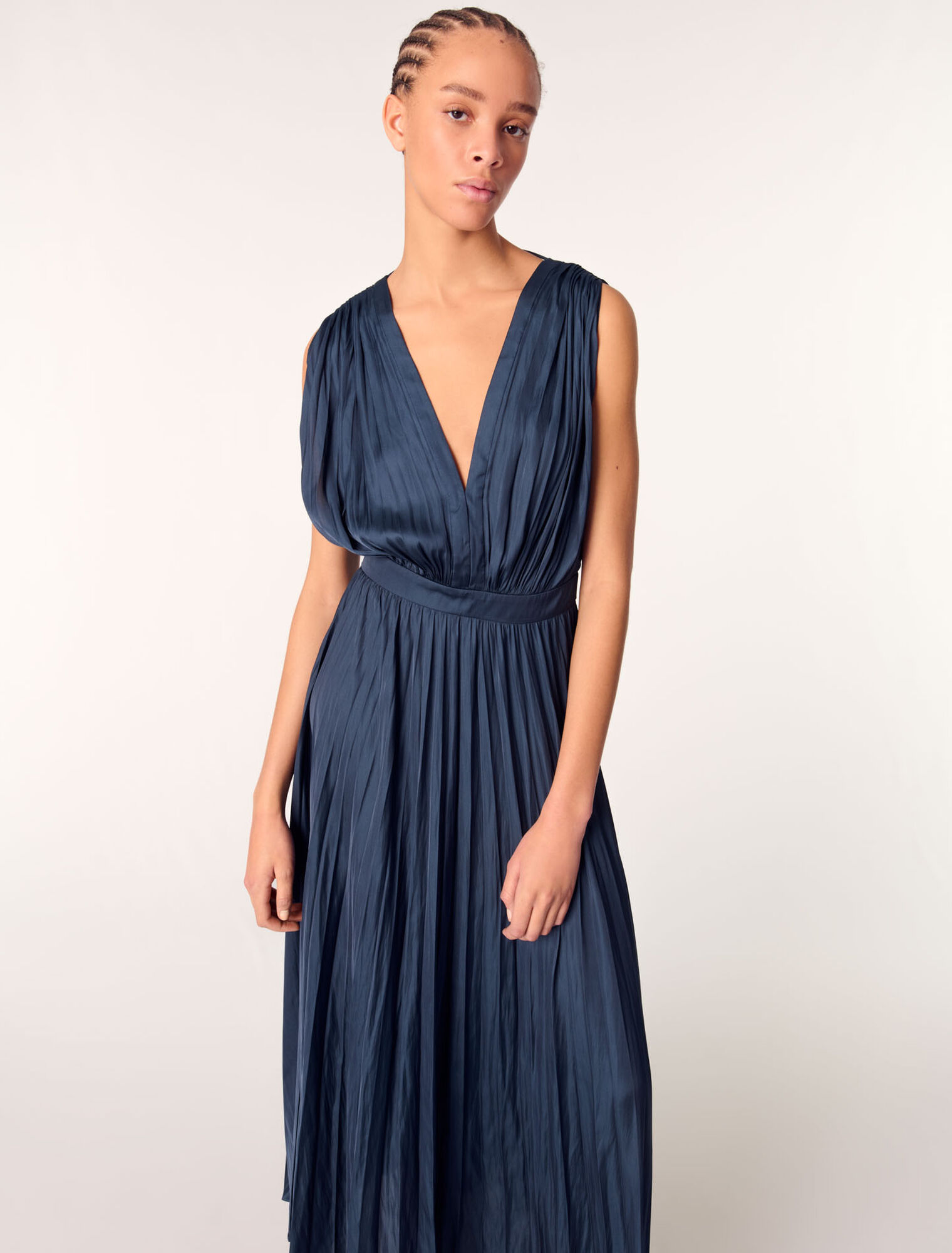 Robe longue plissée