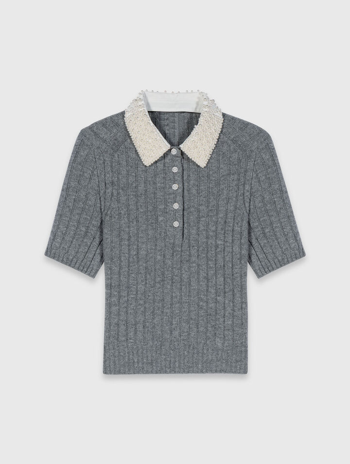 Pull à col perlé amovible