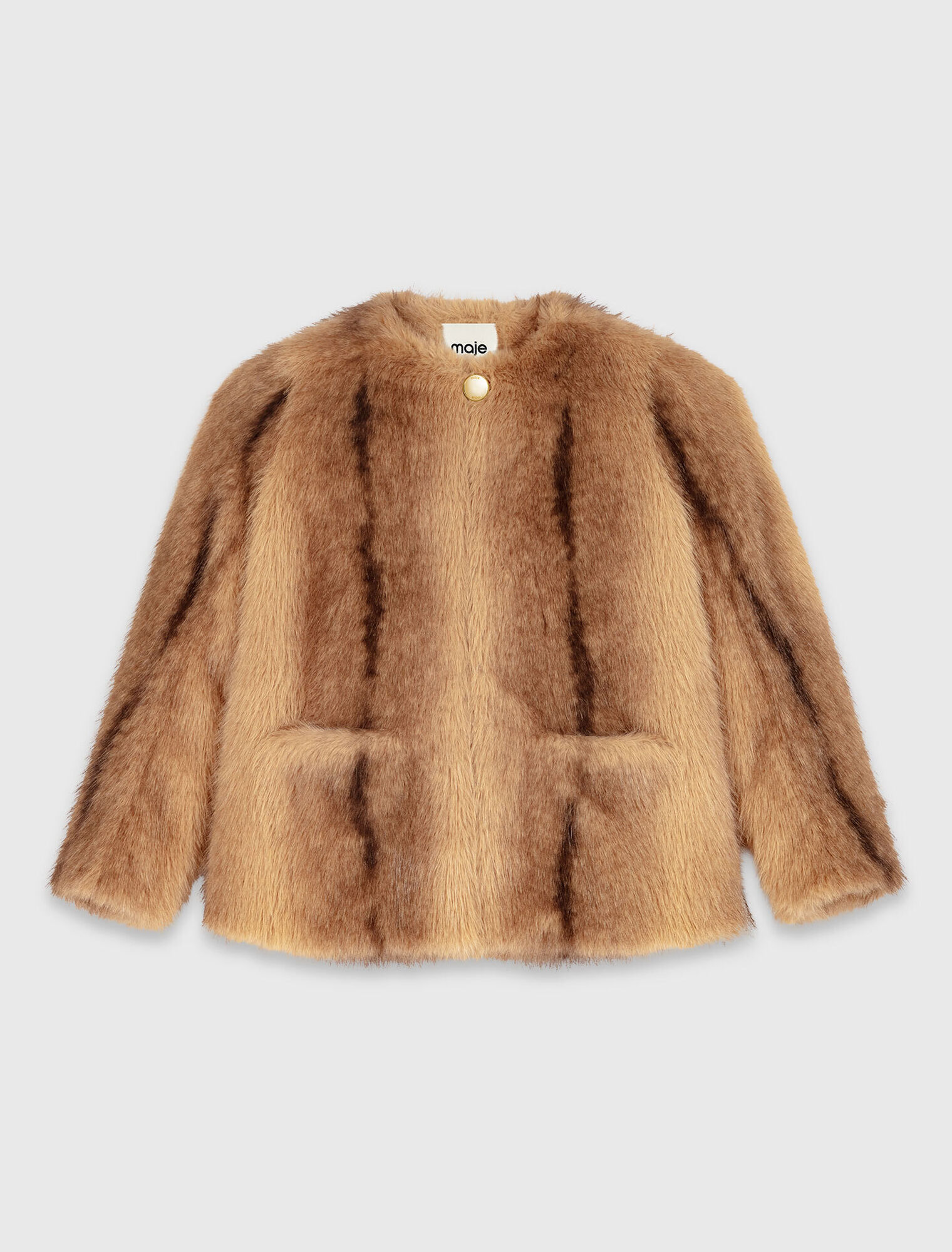 Manteau mi-long en fausse fourrure