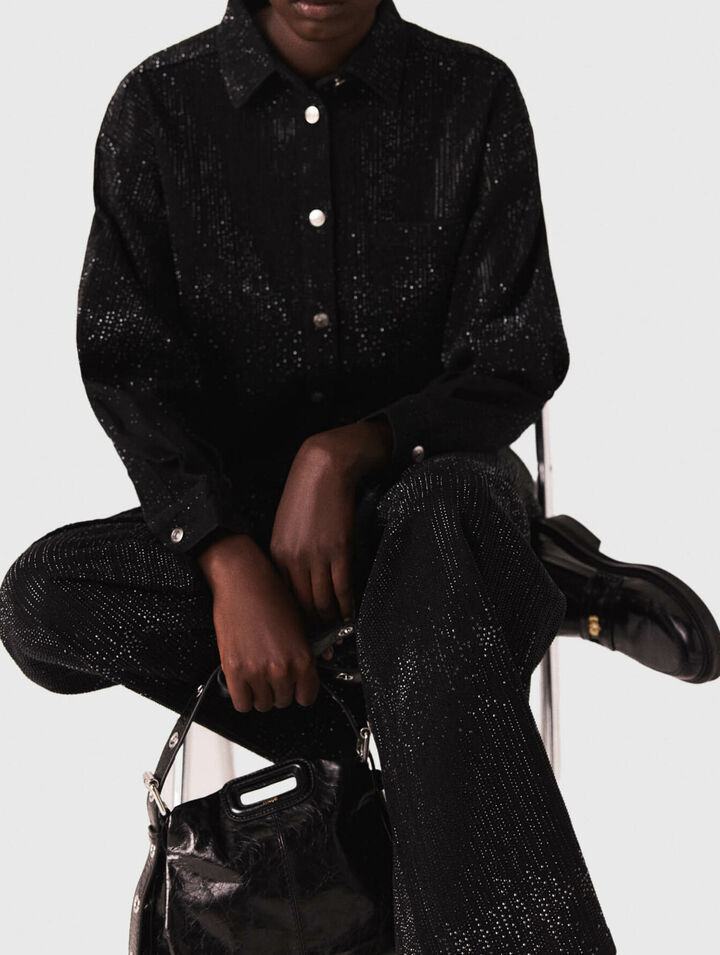 Chemise en denim strass&eacute;e
