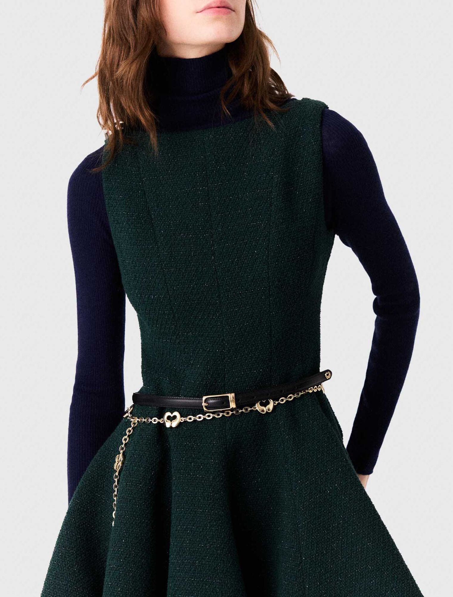 Robe courte sans manches en tweed