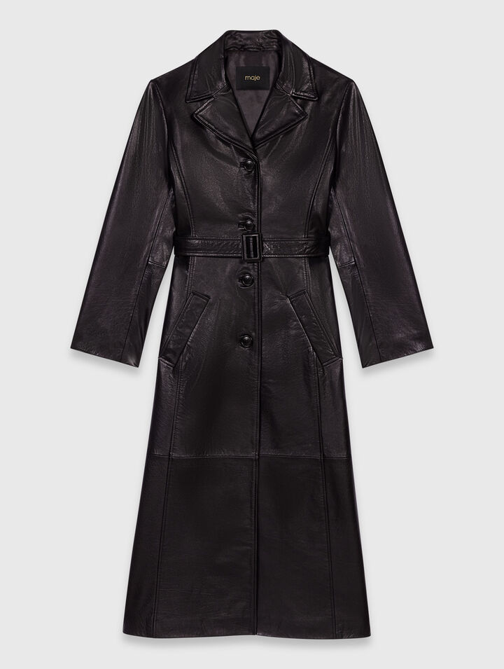 Trench long en cuir