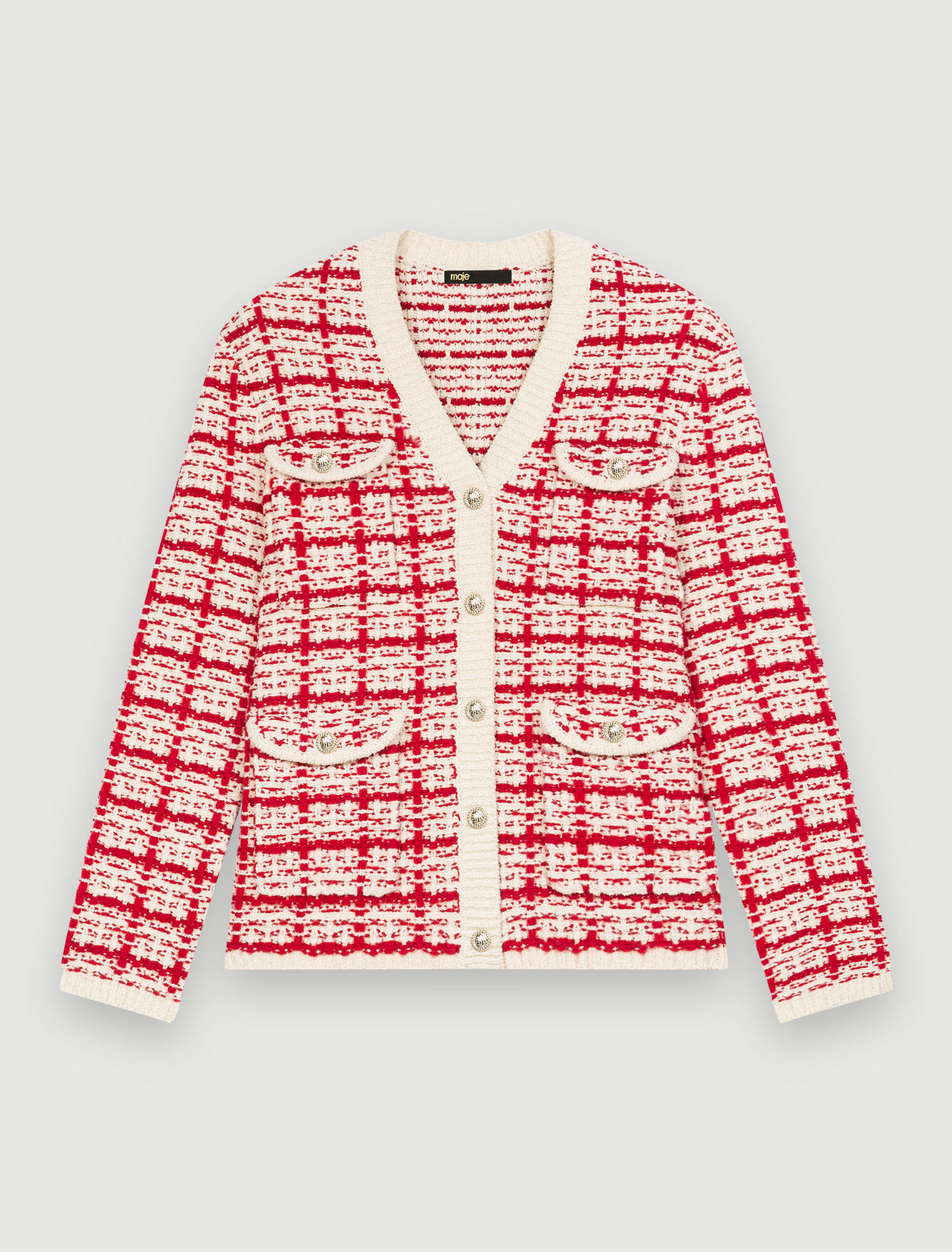 Cardigan en maille effet tweed bicolore