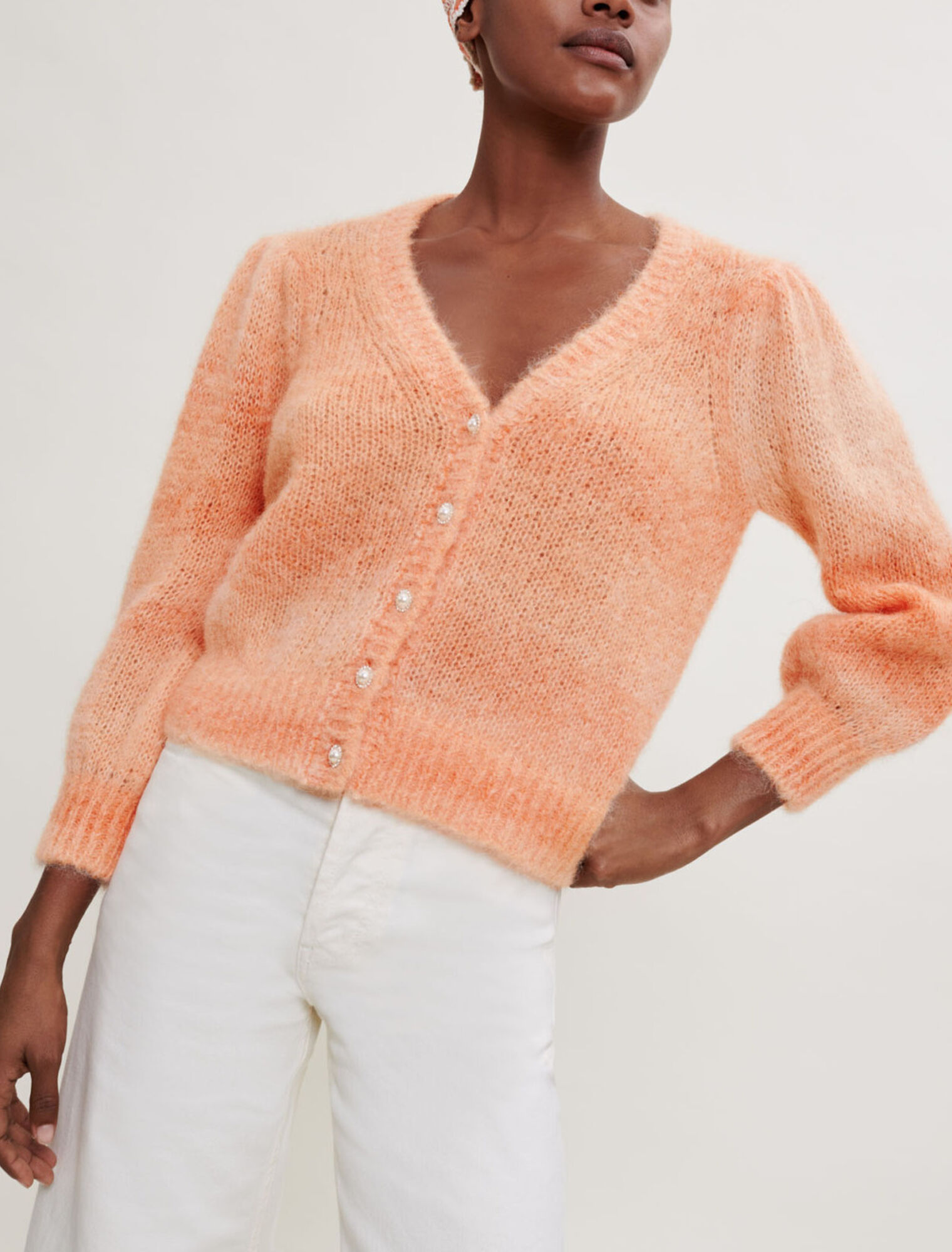 Cardigan en mohair imprimé