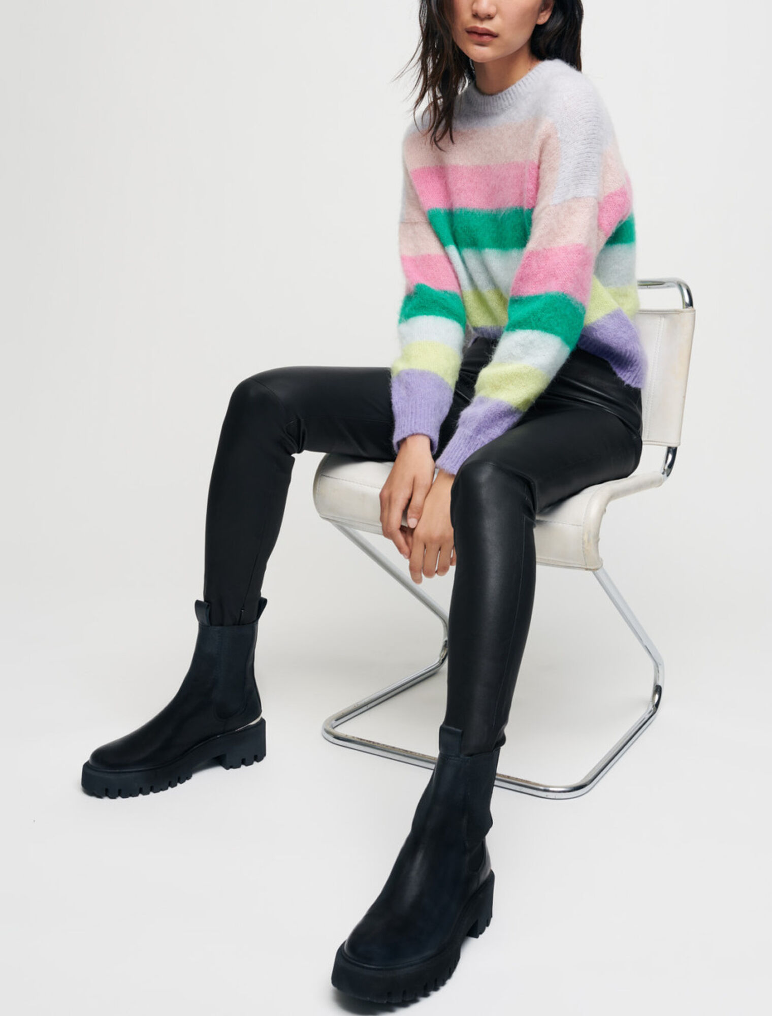 Legging en cuir stretch taille haute