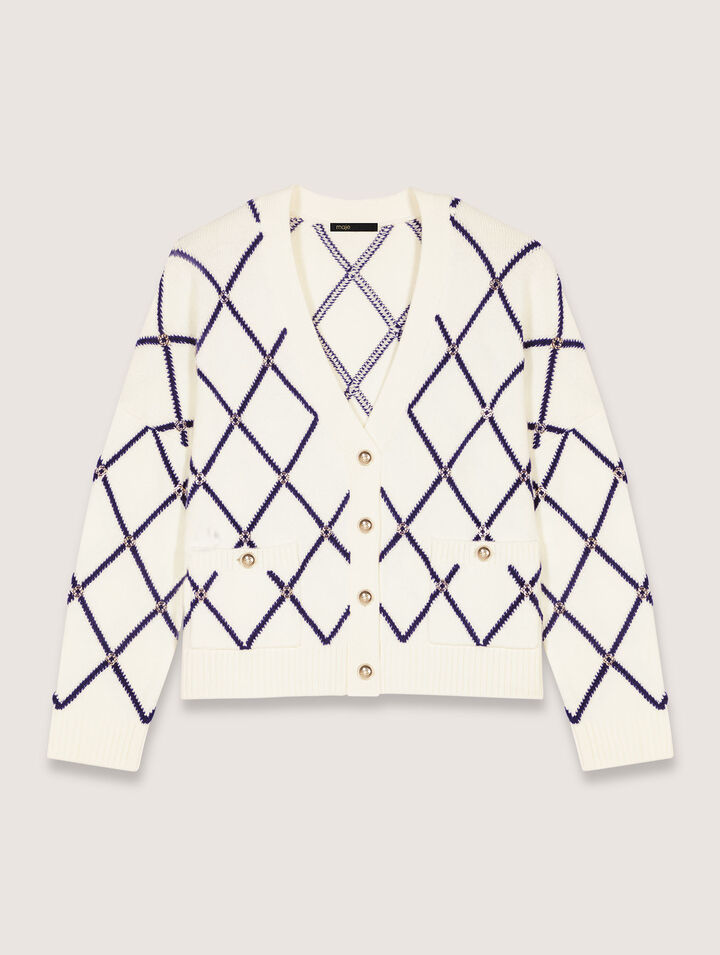 Cardigan en maille à motif losange
